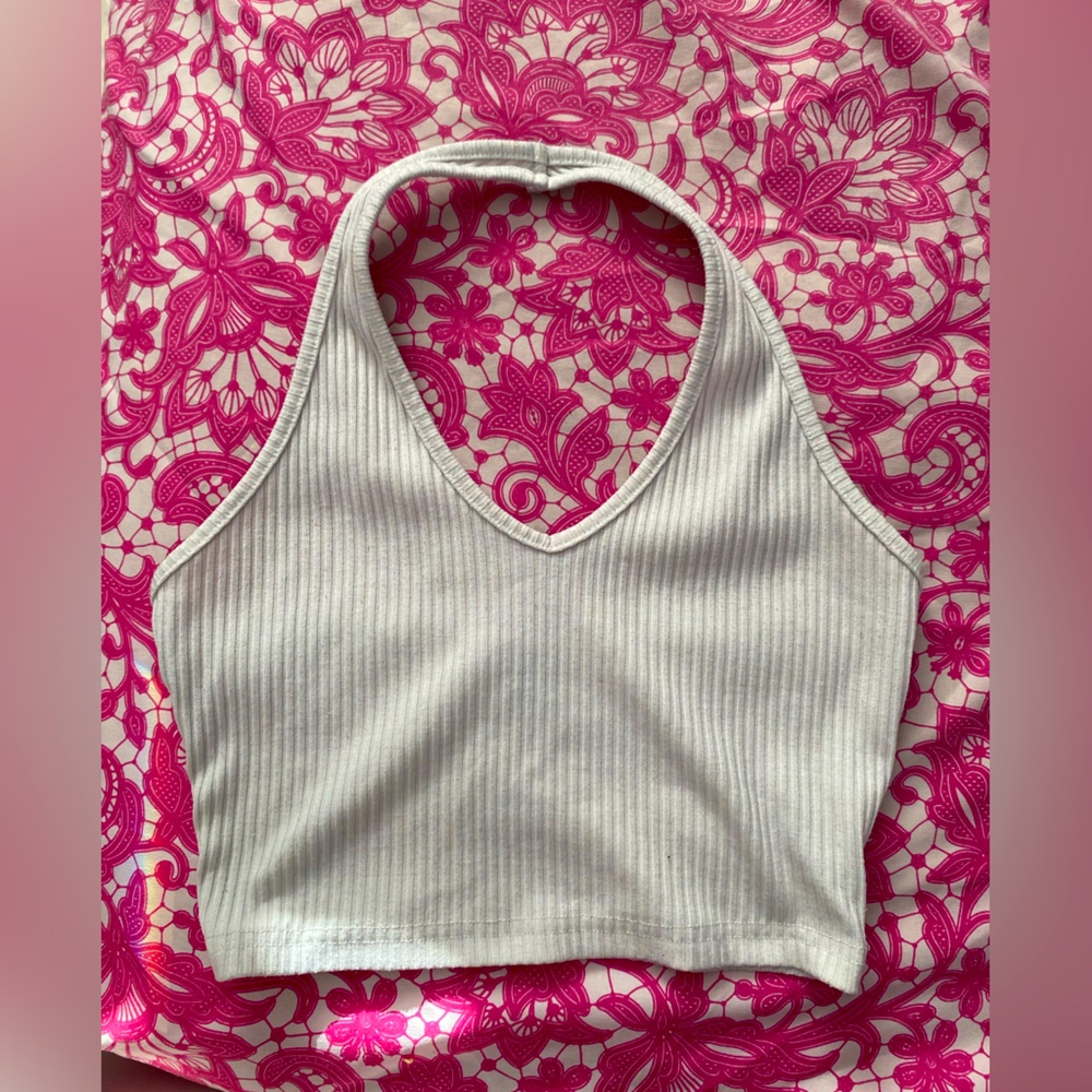 SHEIN S White/Black Halter Top